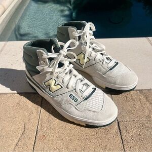 New Balance 650 High-Top Sneakers - White and Green